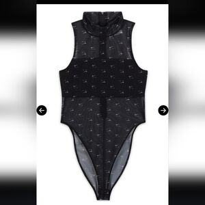 Nike Air mock neck all over print bodysuit in black